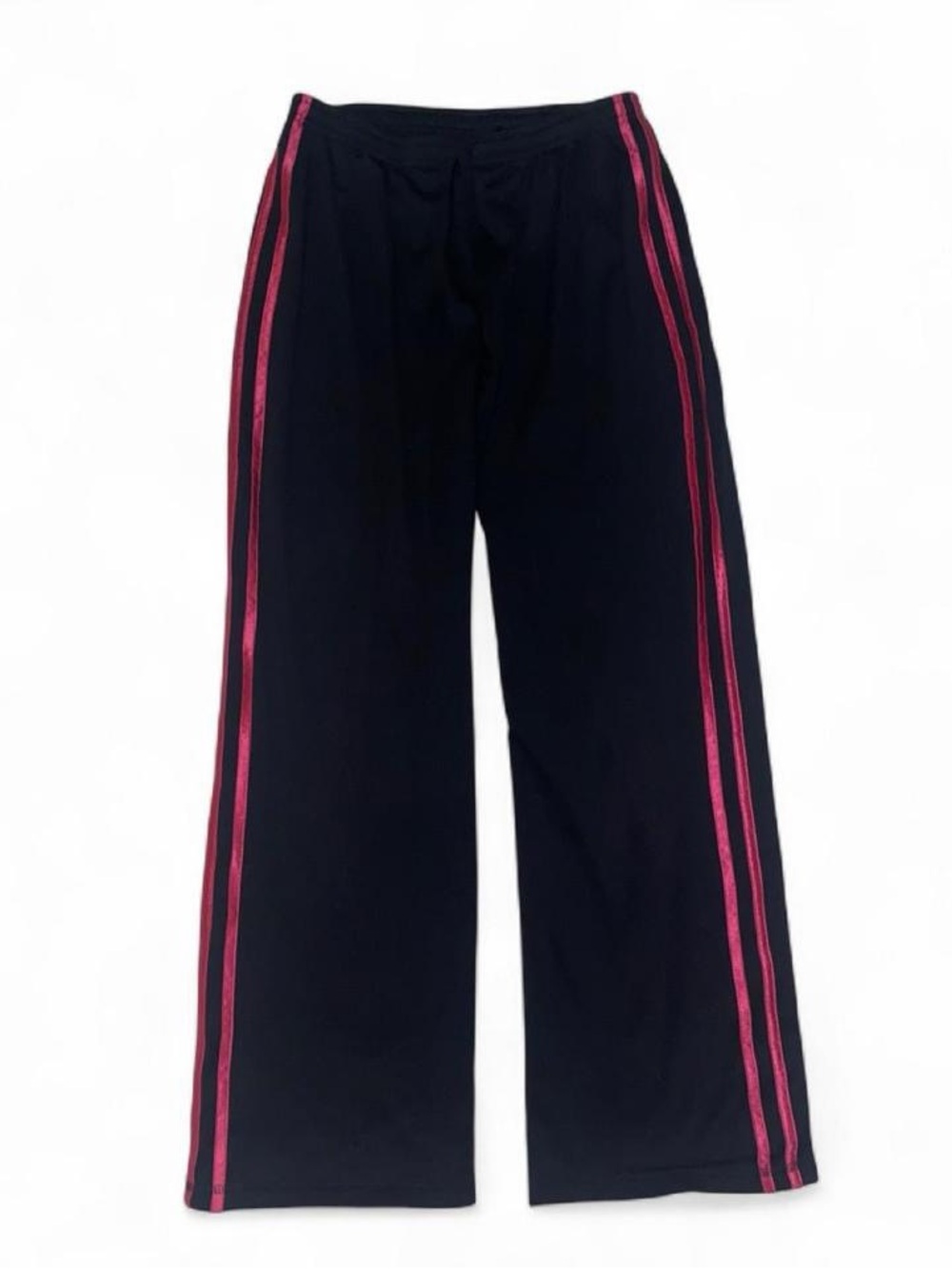 Champion Black Wide Leg Sweatpants with Pink Side Stripes